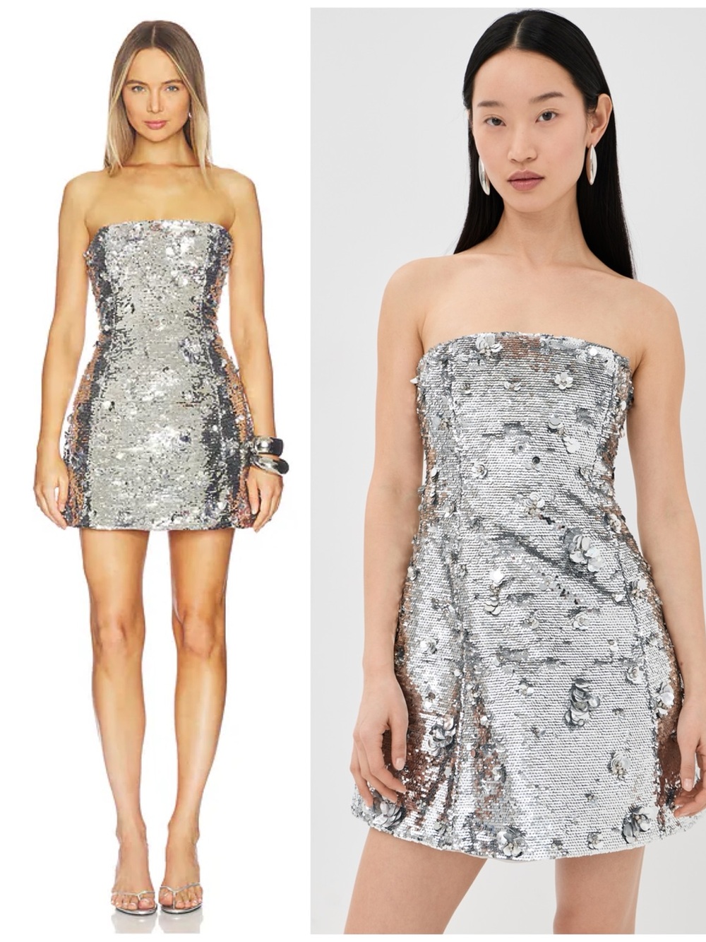 NWT Simkhai Arta Embellished Sequin Bustier Mini Short Dress Silver Women’s 0